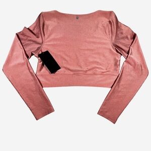 90 Degree by Reflex Rib Twist Cropped Long Sleeve Active Top Sporty‎ Chic